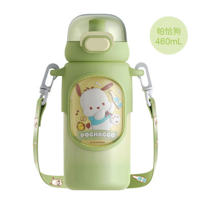 Sanrio vacuum cup 460ml straw drinking with crossbody strap library gradient 316 stainless steel