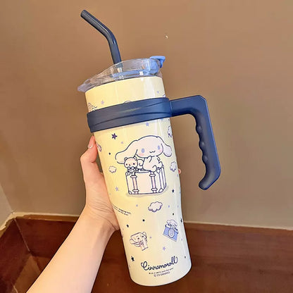 Sanrio Character Vacuum Cup  with Straw Handle 1200ml