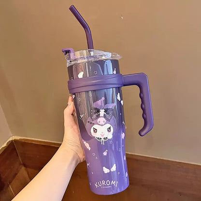 Sanrio Character Vacuum Cup  with Straw Handle 1200ml