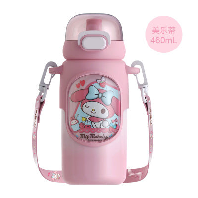 Sanrio vacuum cup 460ml straw drinking with crossbody strap library gradient 316 stainless steel