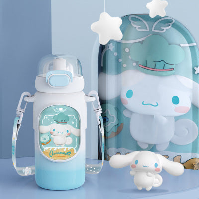 Sanrio vacuum cup 460ml straw drinking with crossbody strap library gradient 316 stainless steel