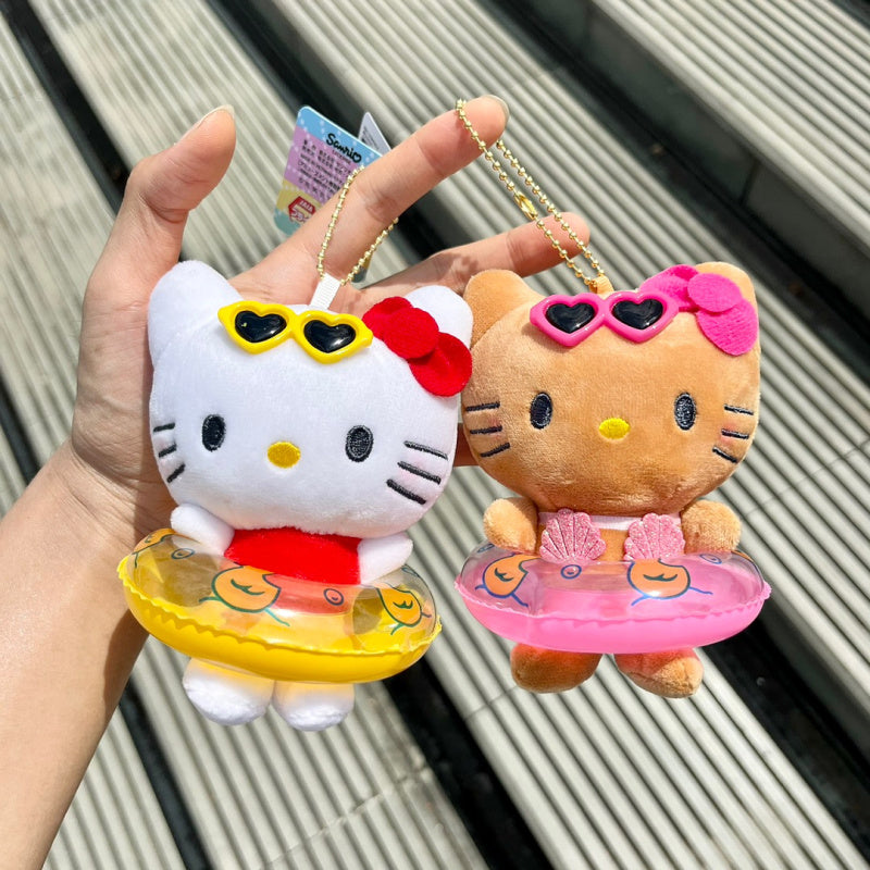 Hello Kitty Swimming Ring Plush Keychain