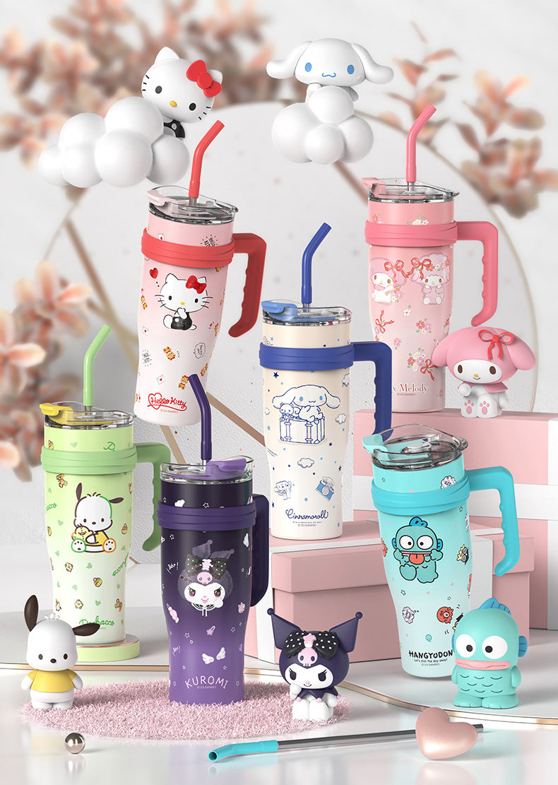 Sanrio Character Vacuum Cup  with Straw Handle 1200ml