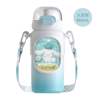 Sanrio vacuum cup 460ml straw drinking with crossbody strap library gradient 316 stainless steel