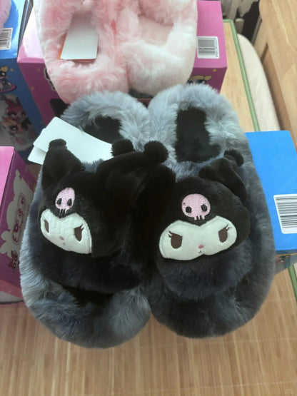 Hello Kitty / Kuromi Plush Fluffy Slippers Ladies home slippers